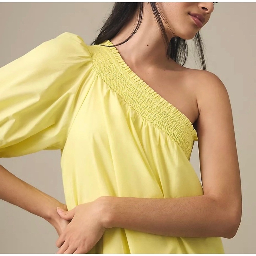 Anthropologie Women's Maeve Yellow One-Shoulder Maxi Dress - Picture 3 of 10